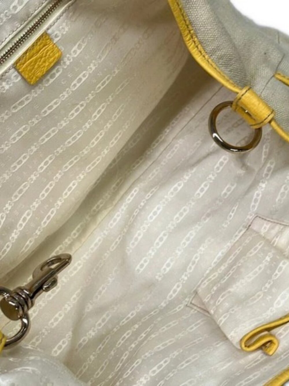 CELINE Lille - Beige Yellow Canvas Leather Tote Bag - Picture 7 of 16